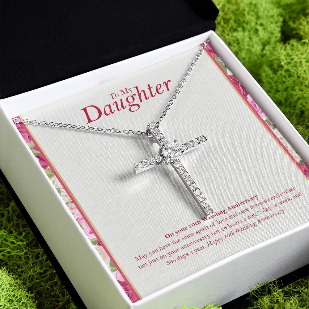 7 Days A Week cz cross pendant close up