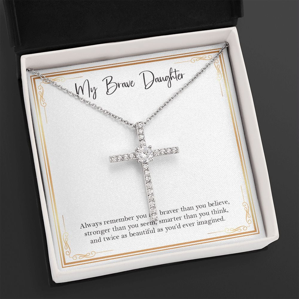 Twice As Beautiful cz cross necklace close up