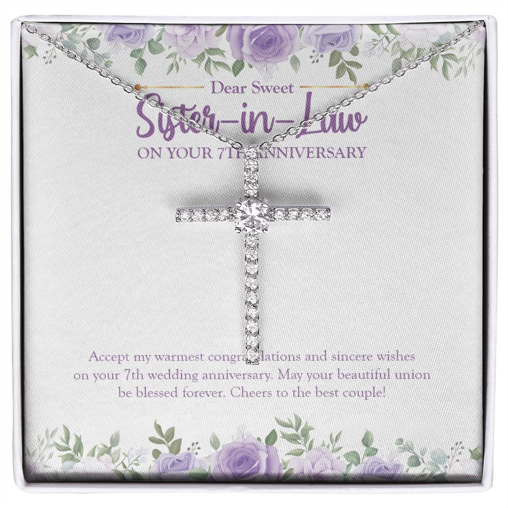 Your Beautiful Union cz cross necklace front