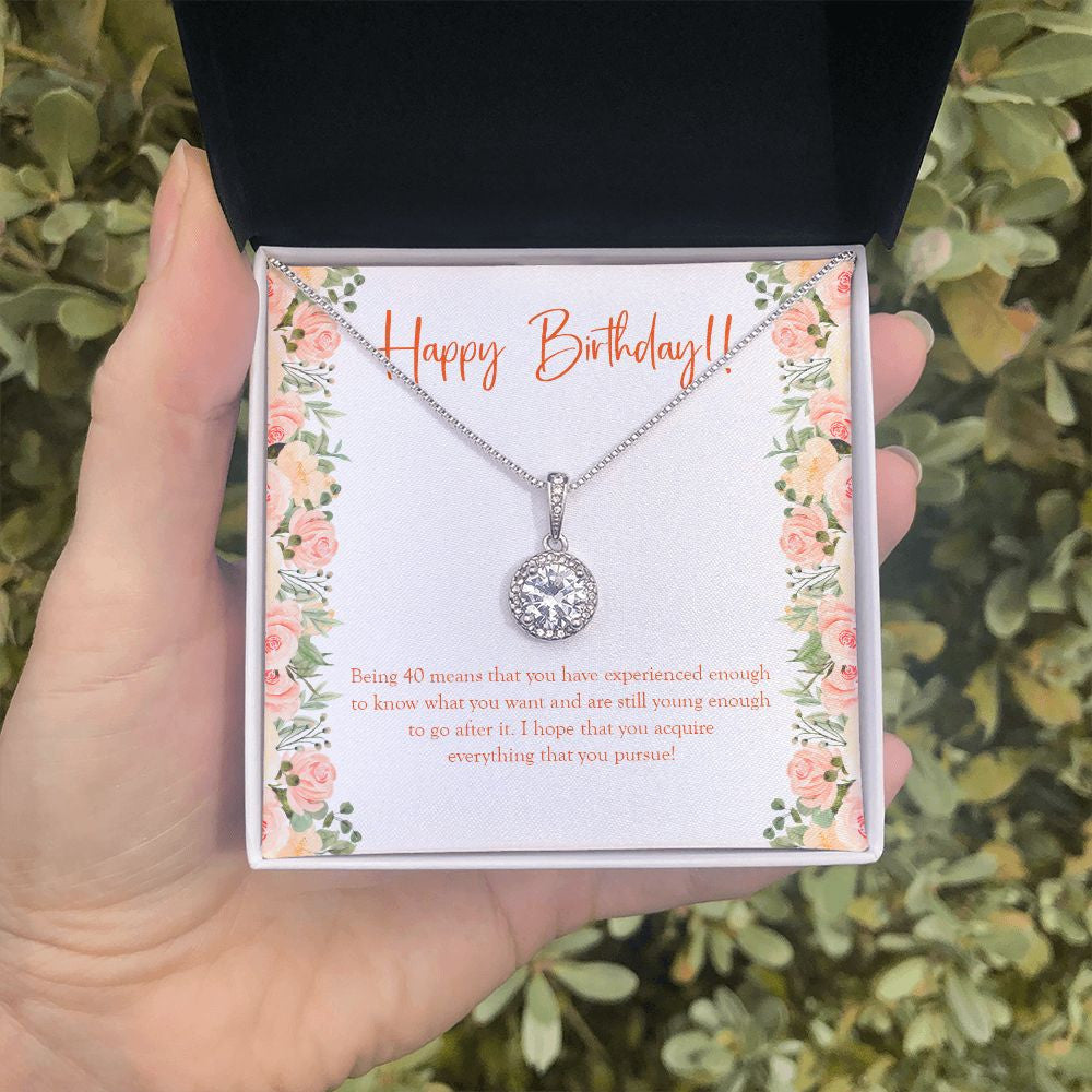 Young Enough eternal hope necklace in hand