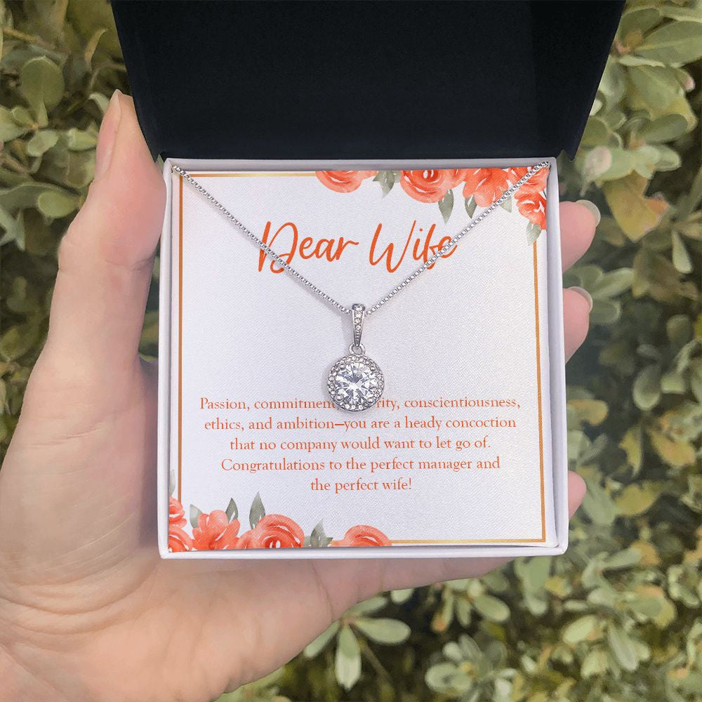 Passion, Commitment, And Sincerity eternal hope necklace in hand