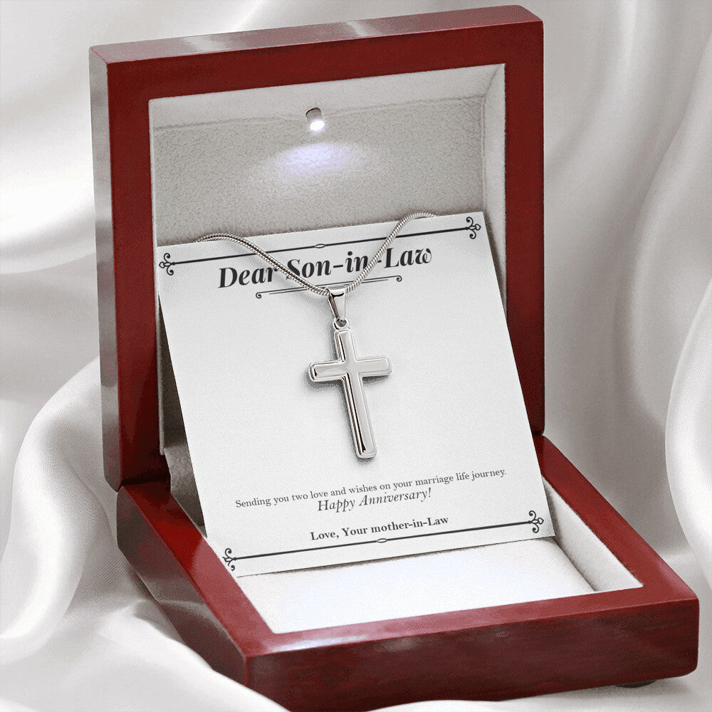Marriage Life Journey stainless steel cross premium led mahogany wood box