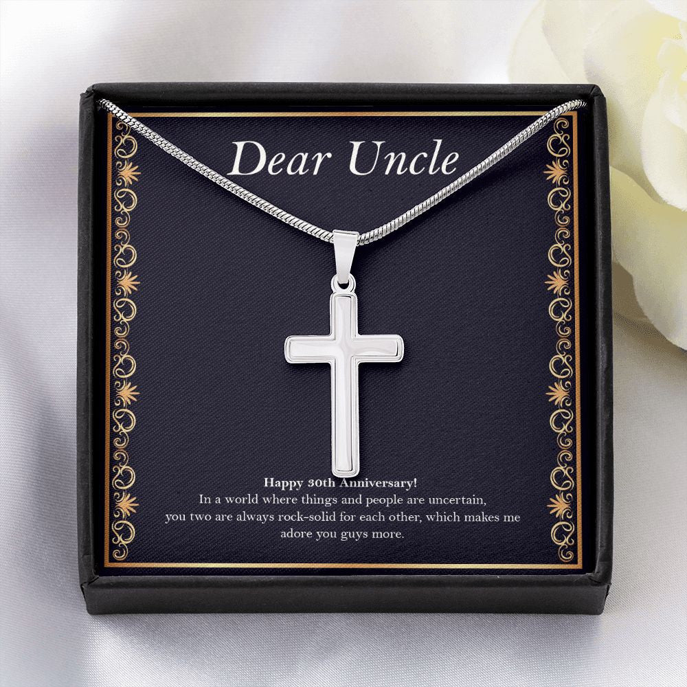 When Things Are Uncertain stainless steel cross yellow flower