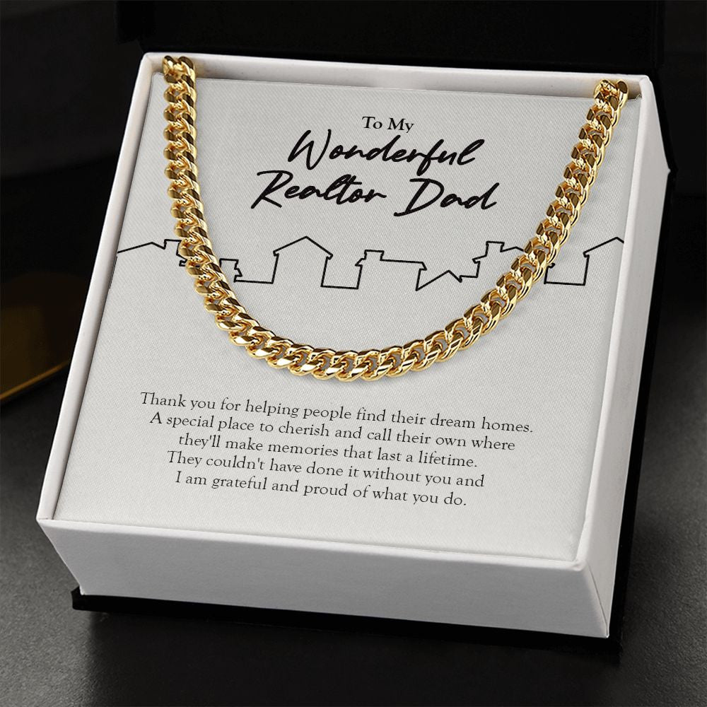 Find Their Dream Home cuban link chain gold standard box