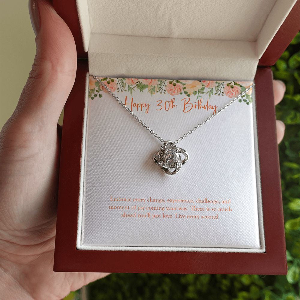 Live Every Second love knot necklace luxury led box hand holding