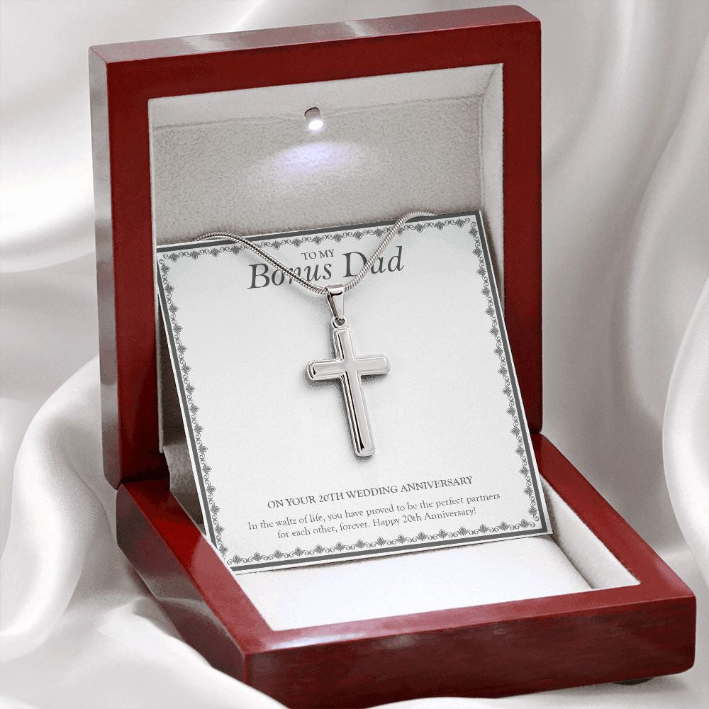 The Perfect Partners stainless steel cross premium led mahogany wood box