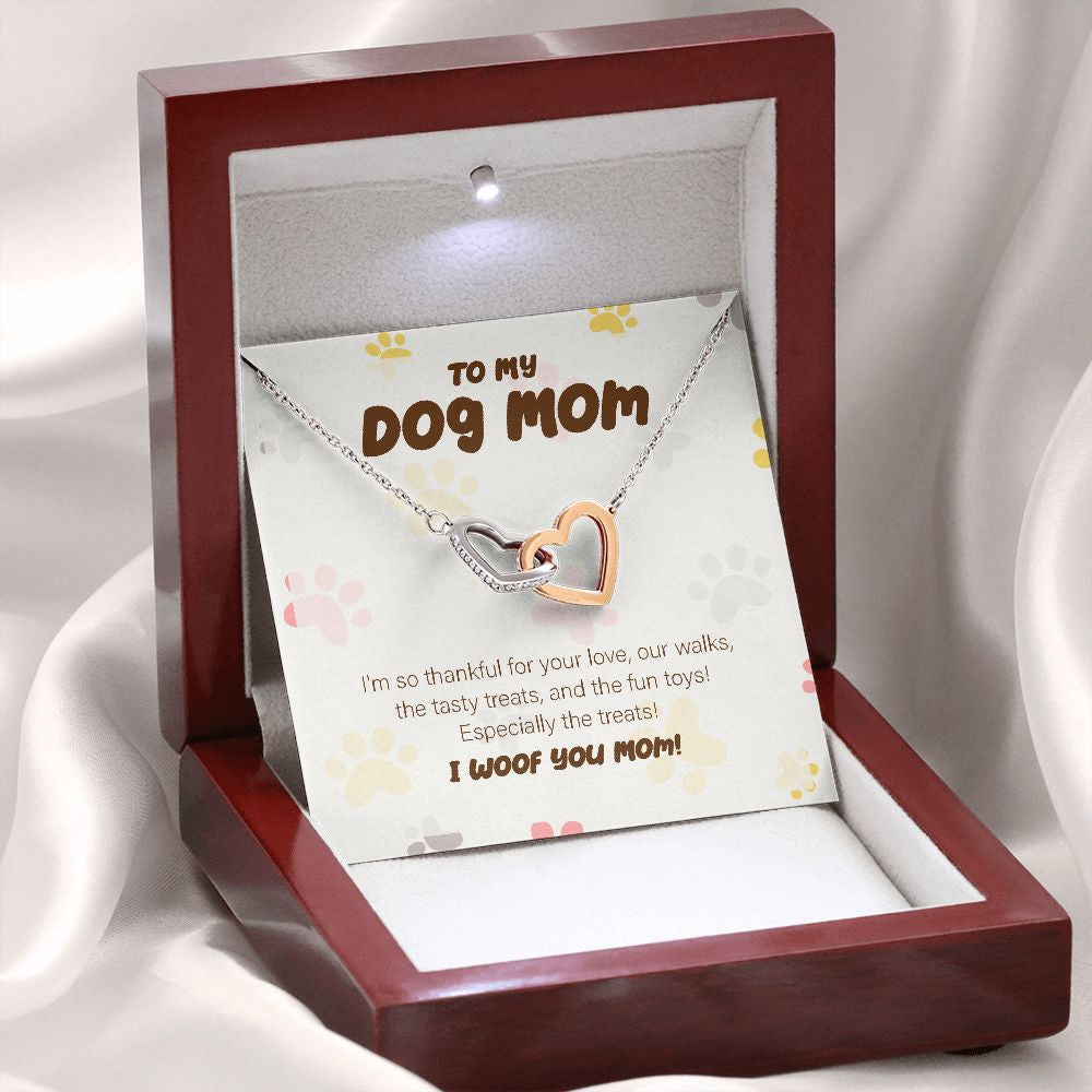 Thankful For The Treats interlocking heart necklace premium led mahogany wood box