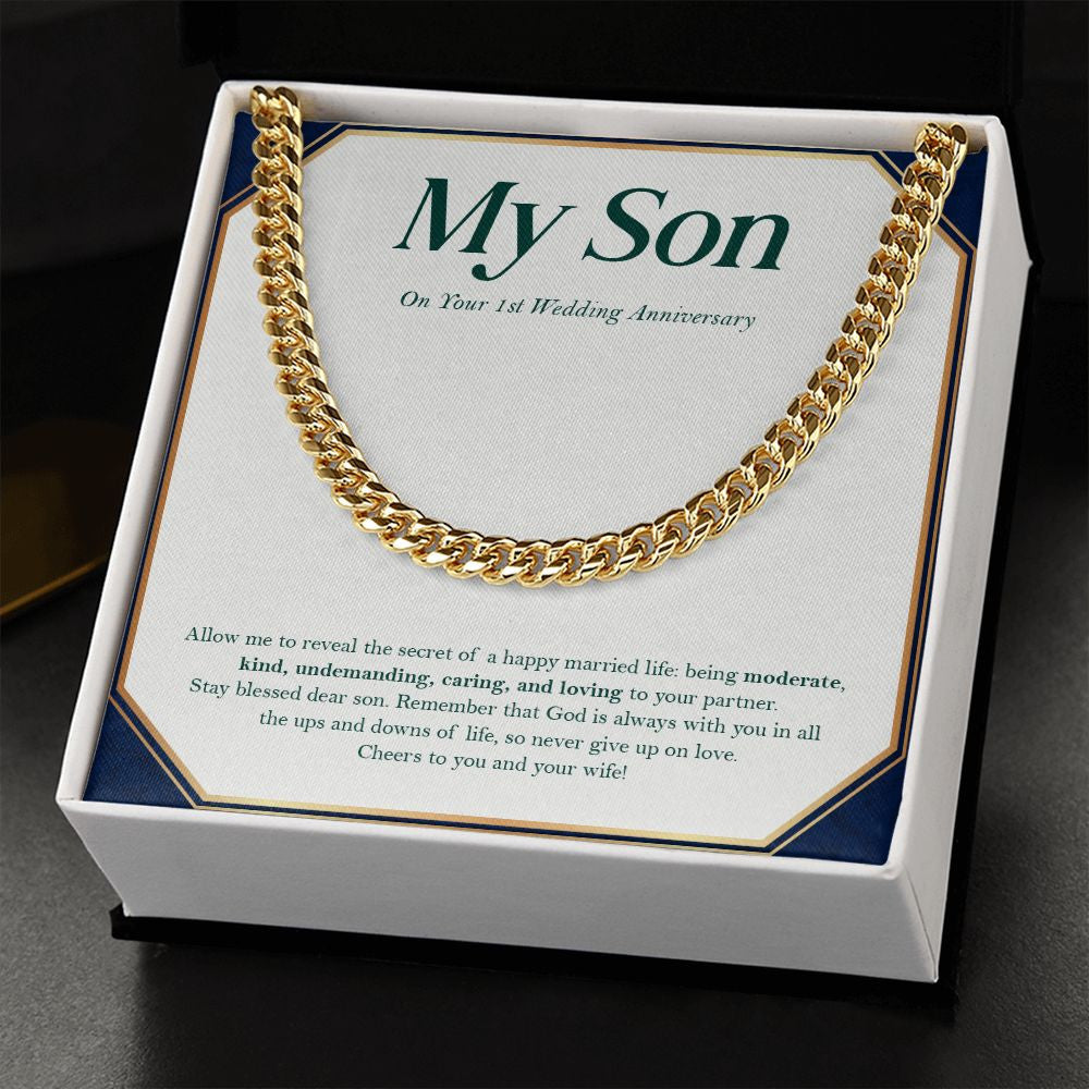 Loveliest Married Life cuban link chain gold standard box