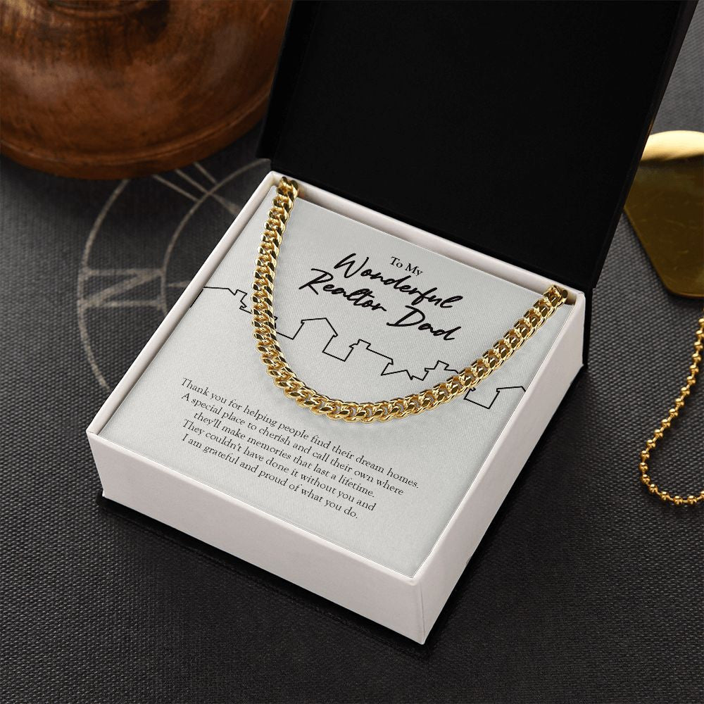 Find Their Dream Home cuban link chain gold box side view