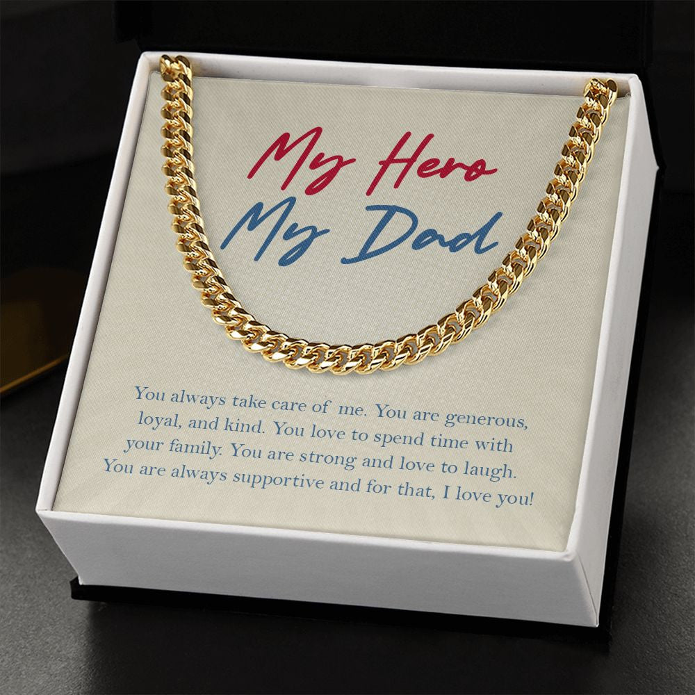 Strong And Love To Laugh cuban link chain gold standard box