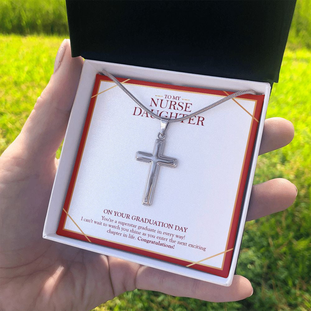 Exciting Chapter In Life stainless steel cross standard box on hand