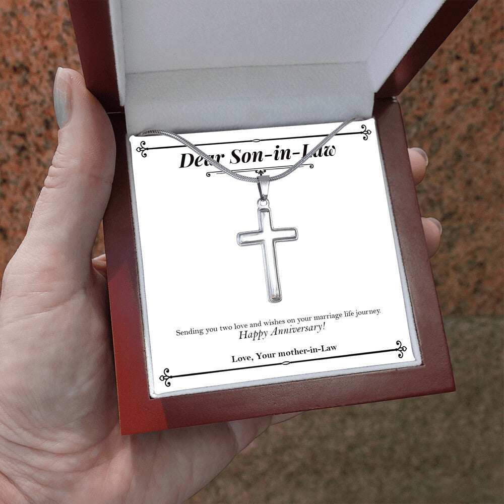 Marriage Life Journey stainless steel cross luxury led box hand holding
