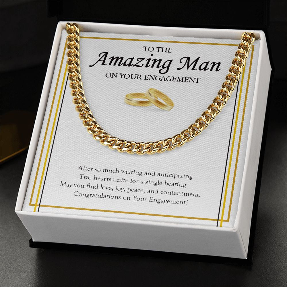 Two Hearts Unite cuban link chain gold standard box