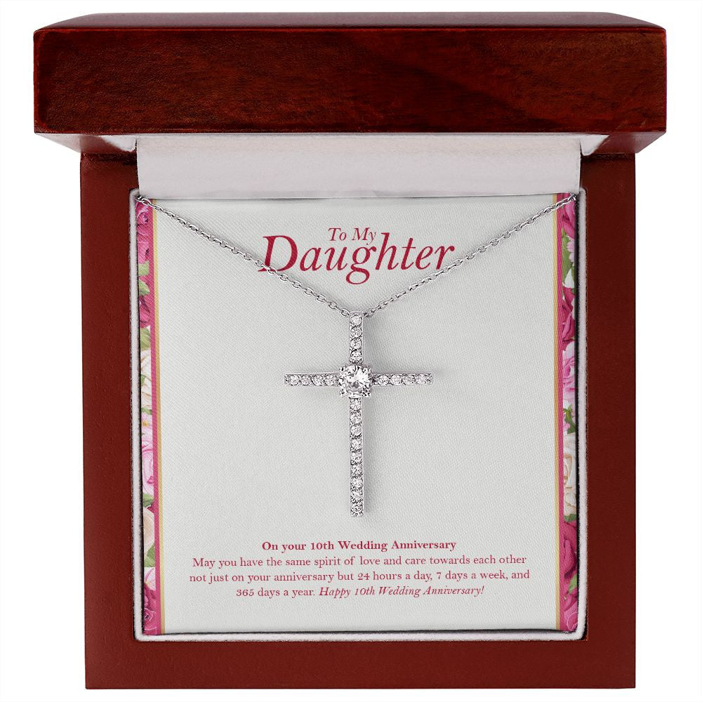 7 Days A Week cz cross necklace premium led mahogany wood box