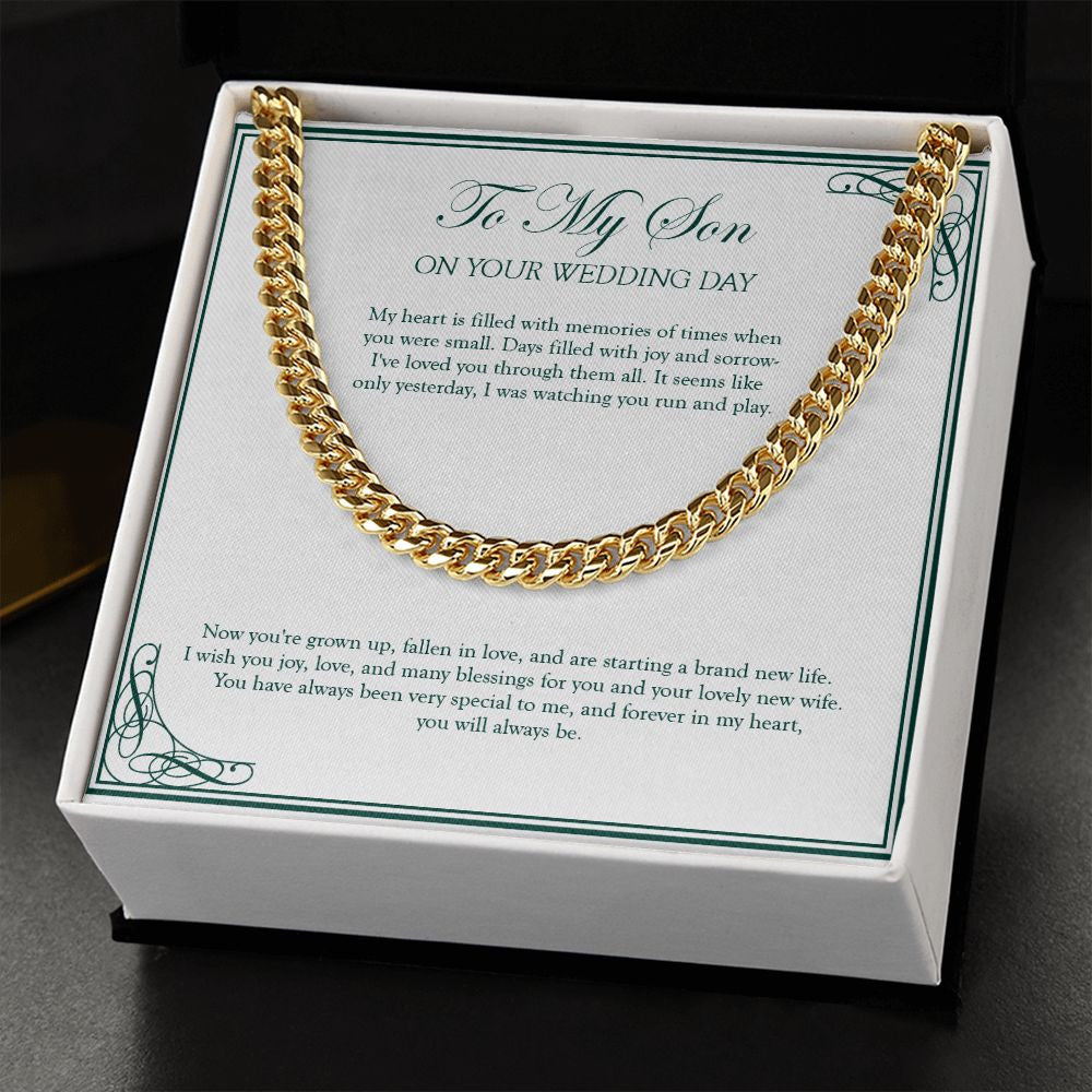 Forever In My Heart cuban link chain gold standard box
