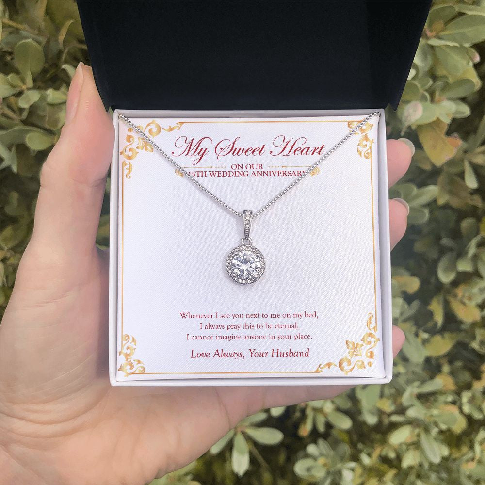 I Always Pray eternal hope necklace in hand