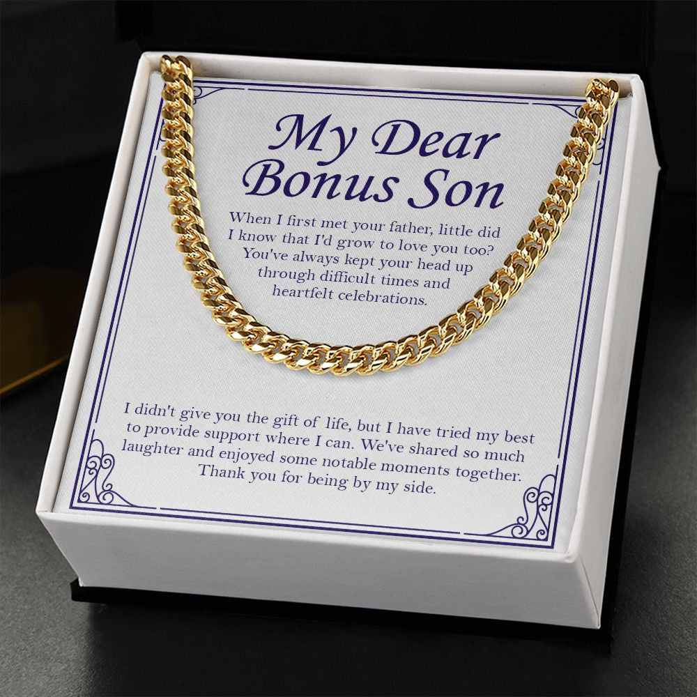 Heartfelt Celebrations cuban link chain gold standard box