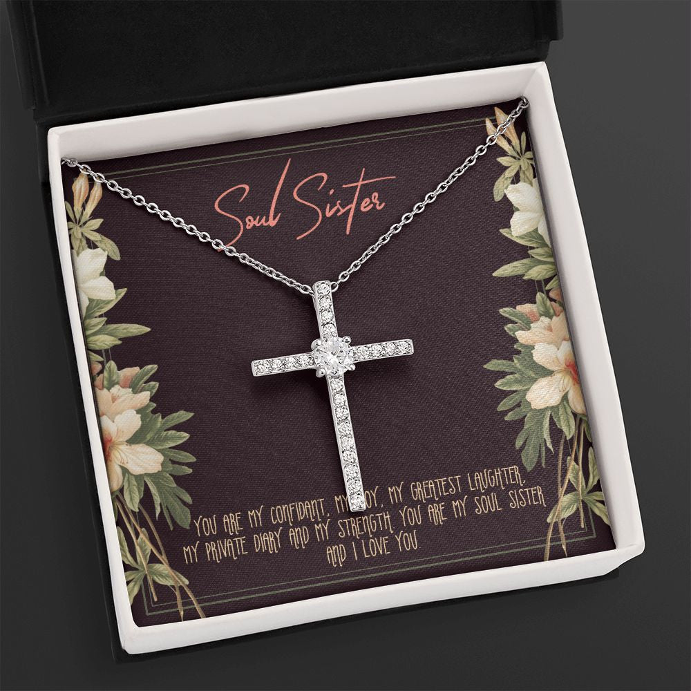 My Greatest Laughter cz cross necklace close up