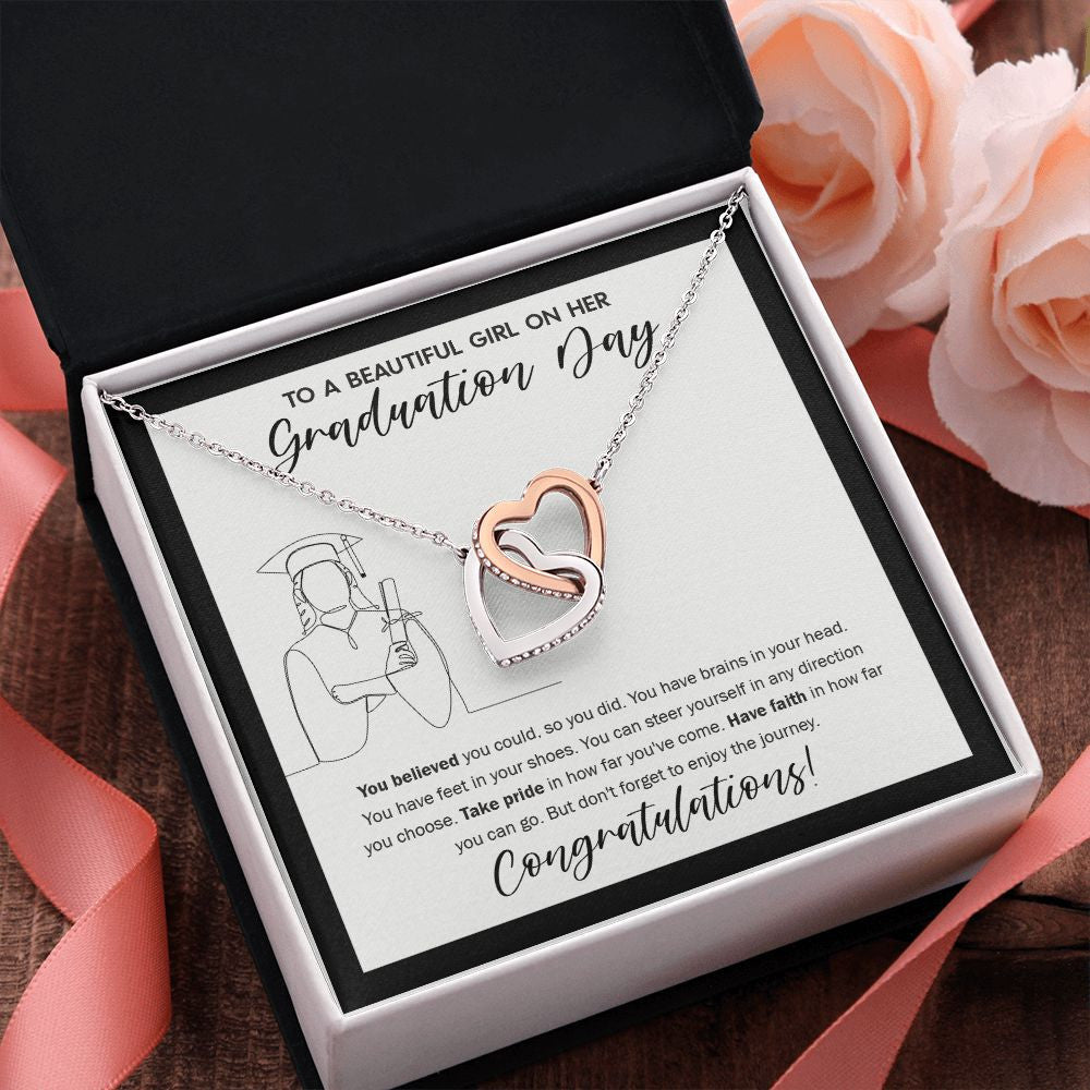 Direction you Choose interlocking heart pendant pink flower