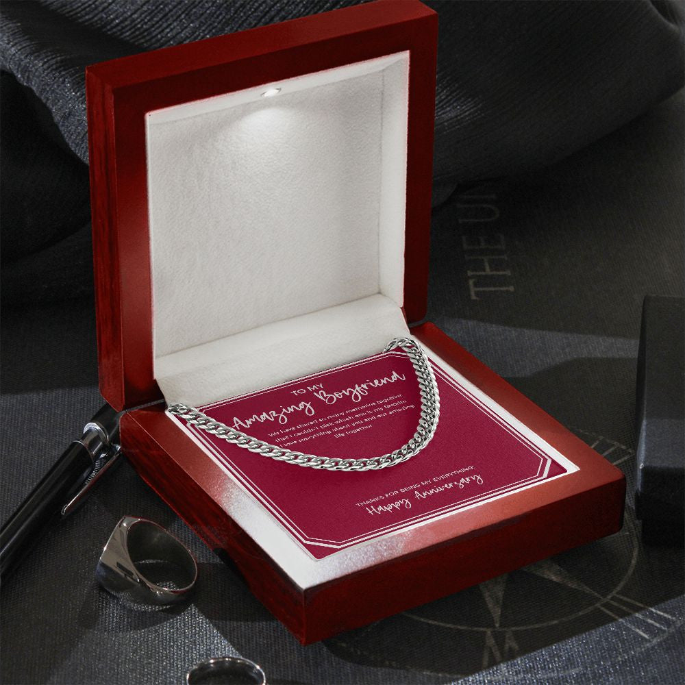 Amazing Life Together cuban link chain silver premium led mahogany wood box