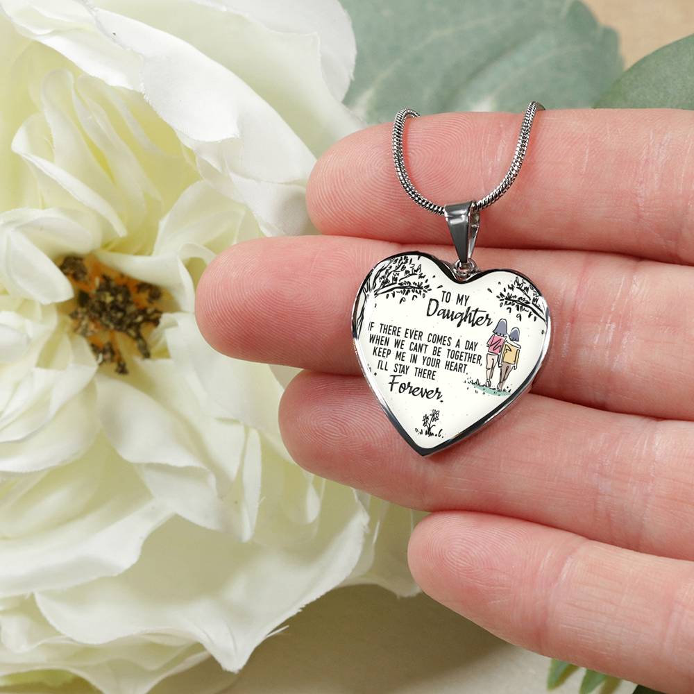 Keep Me In Your Heart - Gift For Daughter From Mom Heart Pendant Necklace