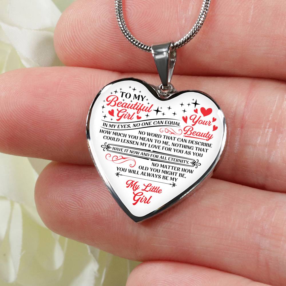 No One Equal To You - To My Daughter Heart Pendant Necklace