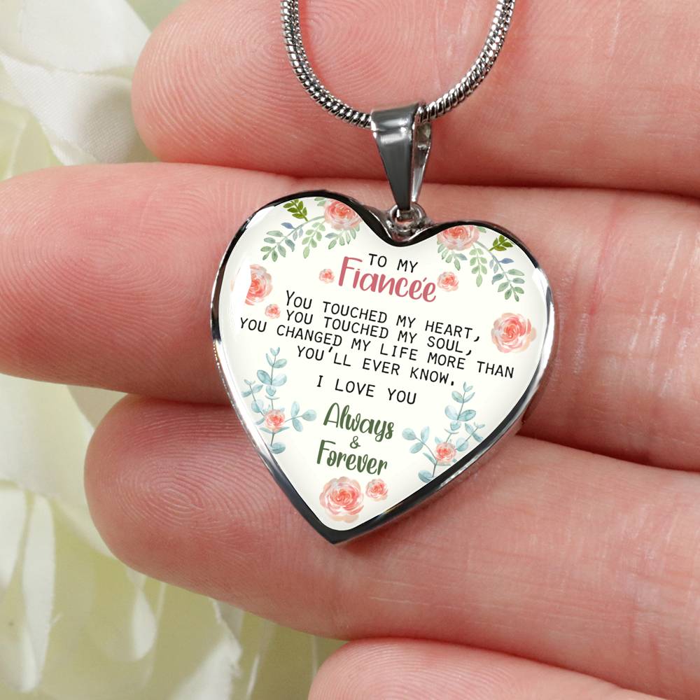 Touch My Heart - Gift For Fiancee Heart Pendant Necklace