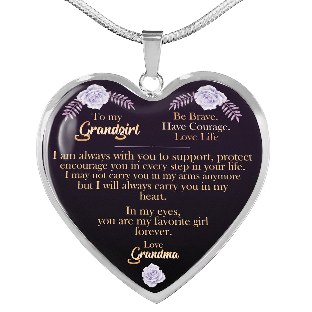 Carry You In My Heart - Gift For Granddaughter Heart Pendant Necklace