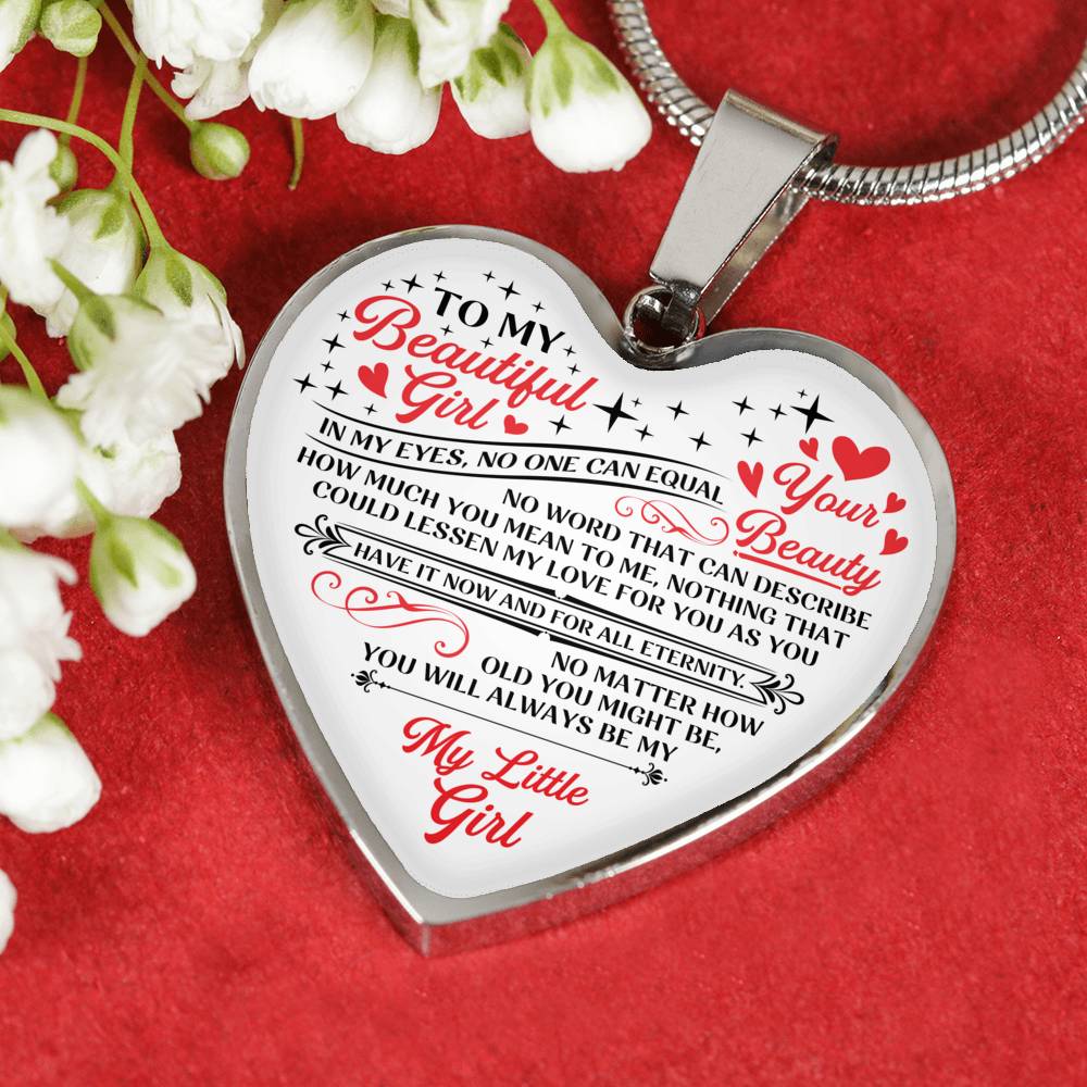 No One Equal To You - To My Daughter Heart Pendant Necklace