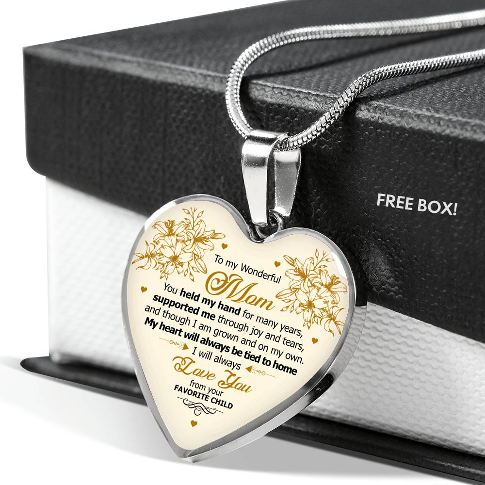 My Heart Will Always Tied To Home - To My Wonderful Mom Heart Pendant Necklace