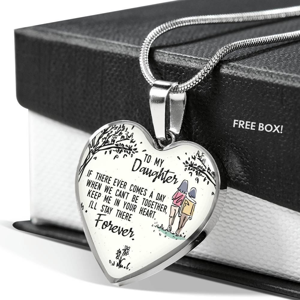 Keep Me In Your Heart - Gift For Daughter From Mom Heart Pendant Necklace