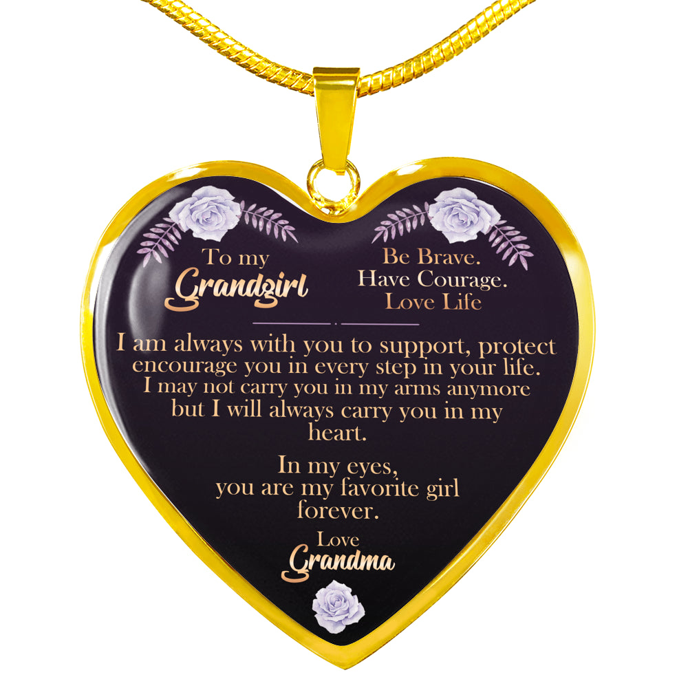 Carry You In My Heart - Gift For Granddaughter Heart Pendant Necklace