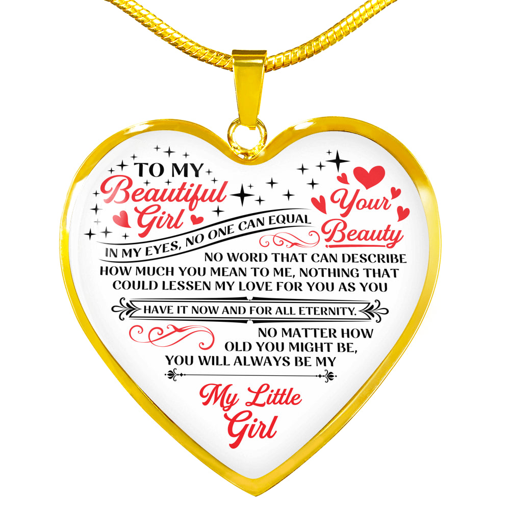 No One Equal To You - To My Daughter Heart Pendant Necklace