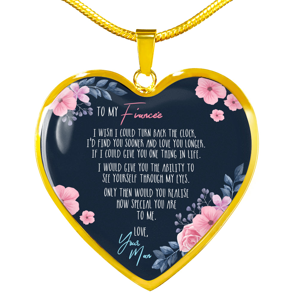 Turn Back The Clock - Gift For Fiancee Heart Pendant Necklace
