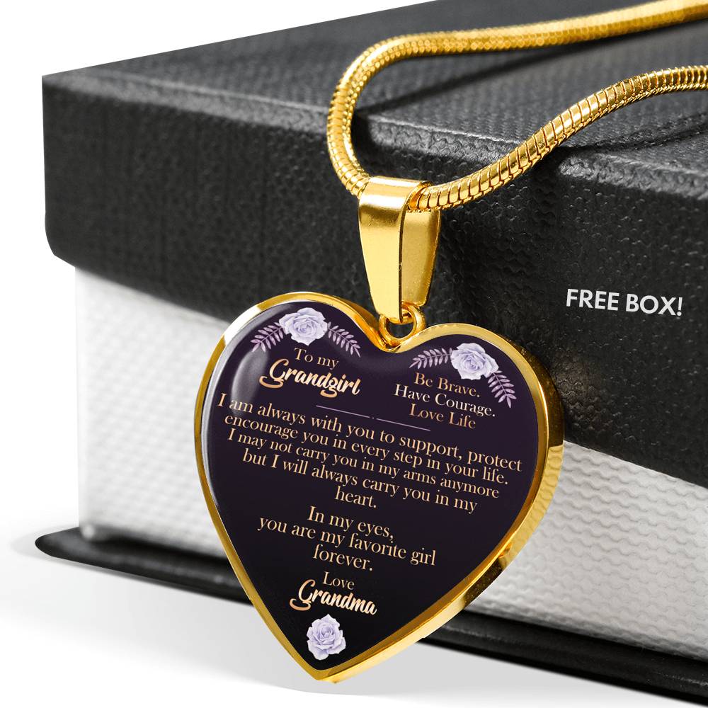 Carry You In My Heart - Gift For Granddaughter Heart Pendant Necklace
