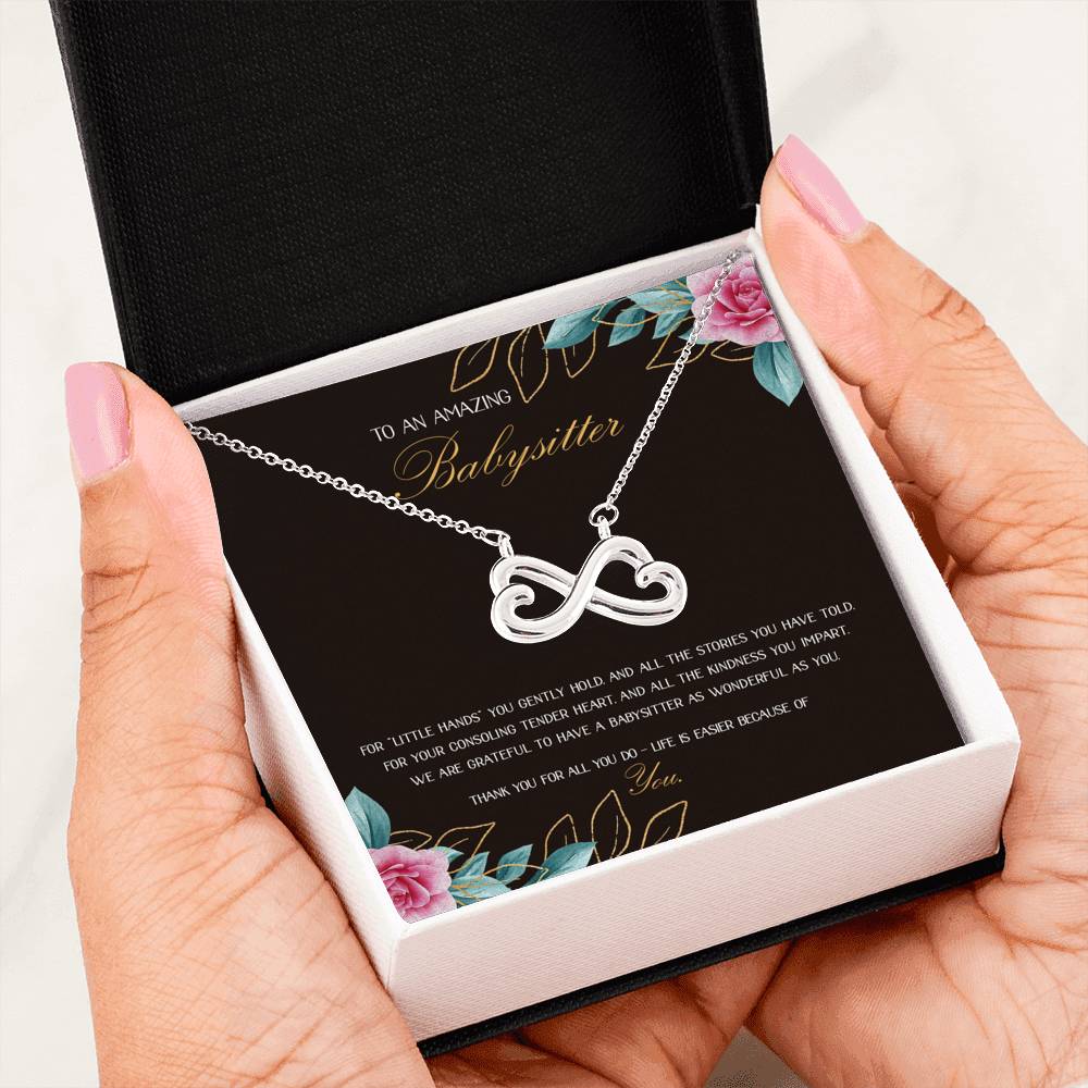 Little Hands You Gently Hold - Gift For Babysitter Infinity Necklace