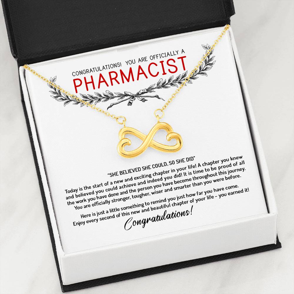 She Believed She Could - Graduation Gift For Pharmacist Infinity Necklace