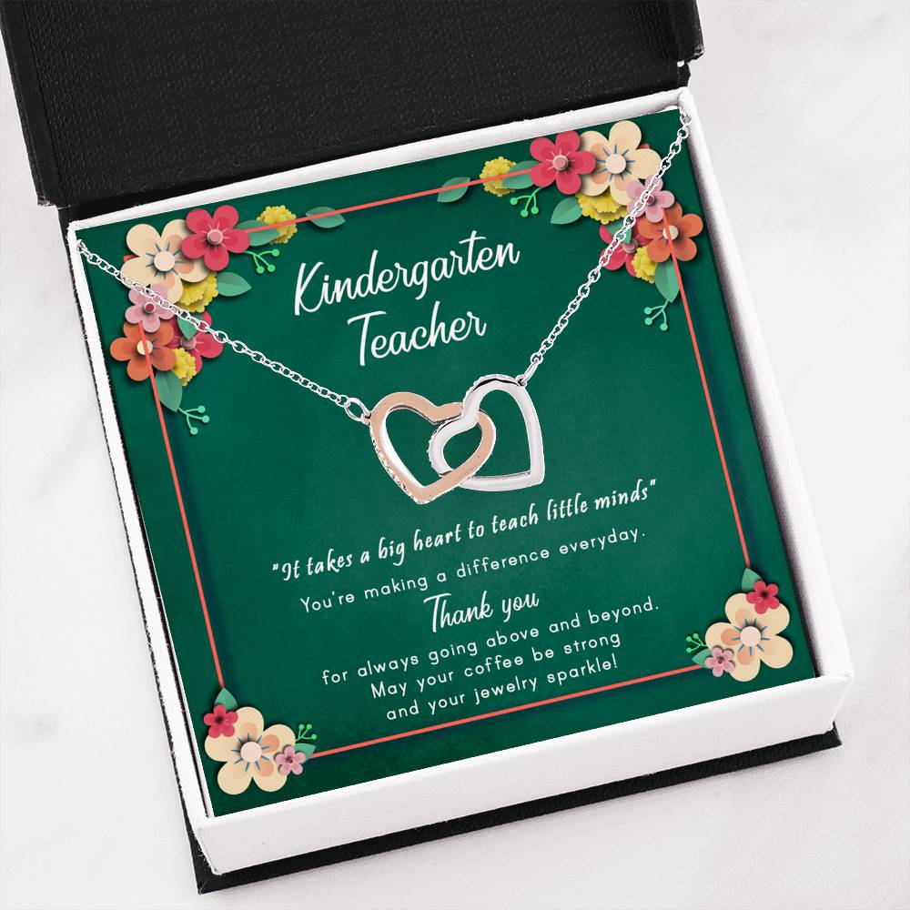 It Takes A Big Heart To Teach Little Minds - Gift For Kindergarten Teacher Double Heart Necklace