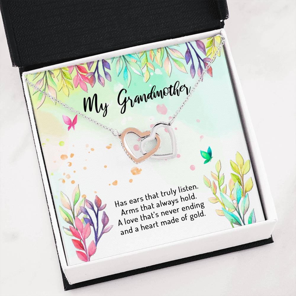 Arms That Always Hold - Gift For Grandmother Double Heart Necklace