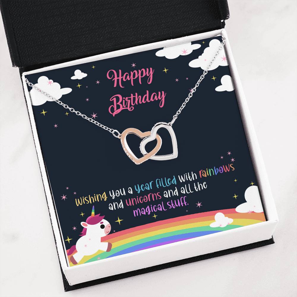 Unicorns And All Magical Stuff - Birthday Gifts Double Heart Necklace