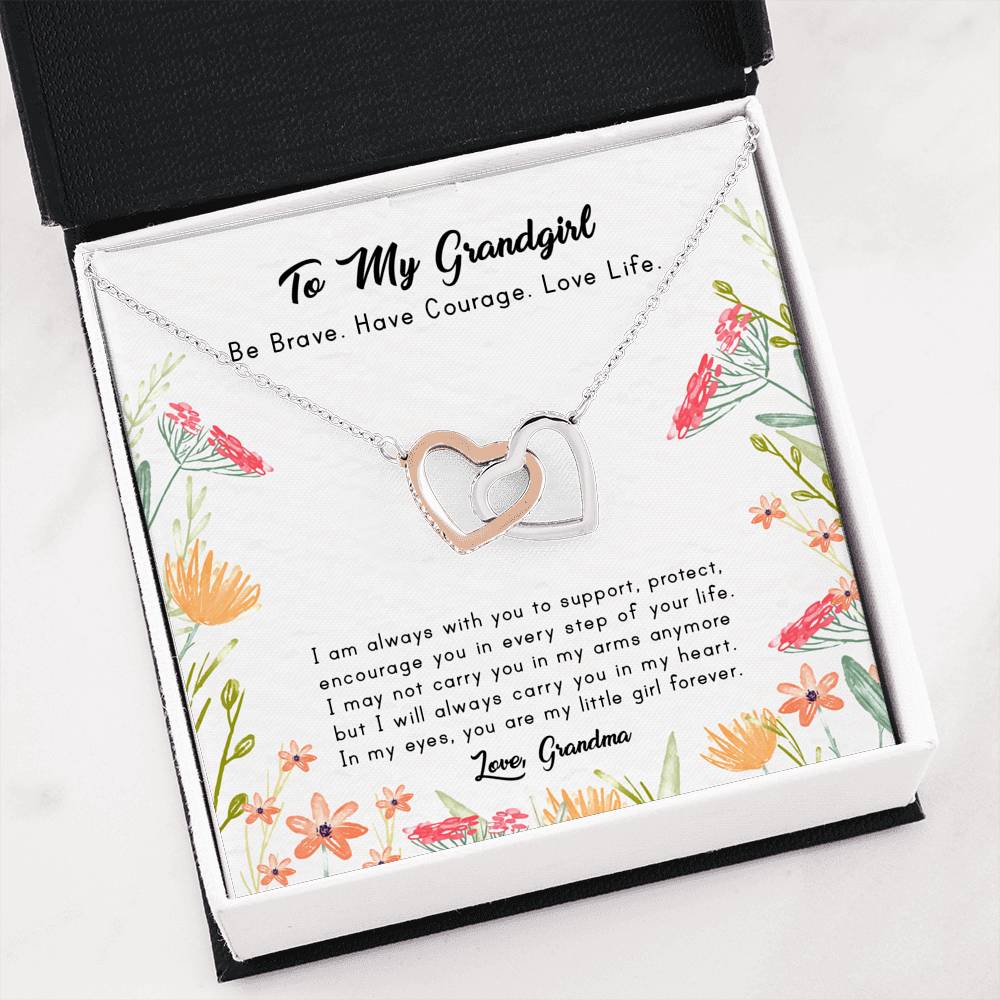 Carry You In My Heart - Gift For Granddaughter Double Heart Necklace