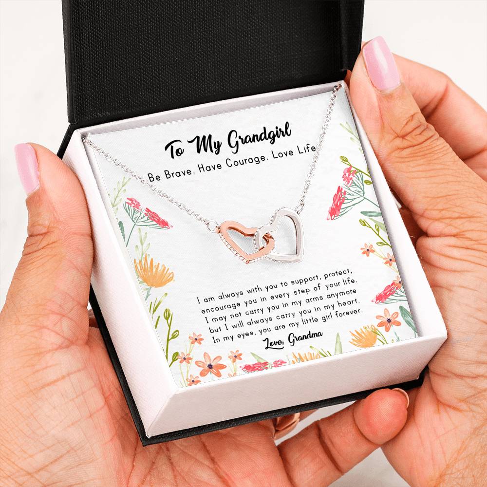 Carry You In My Heart - Gift For Granddaughter Double Heart Necklace