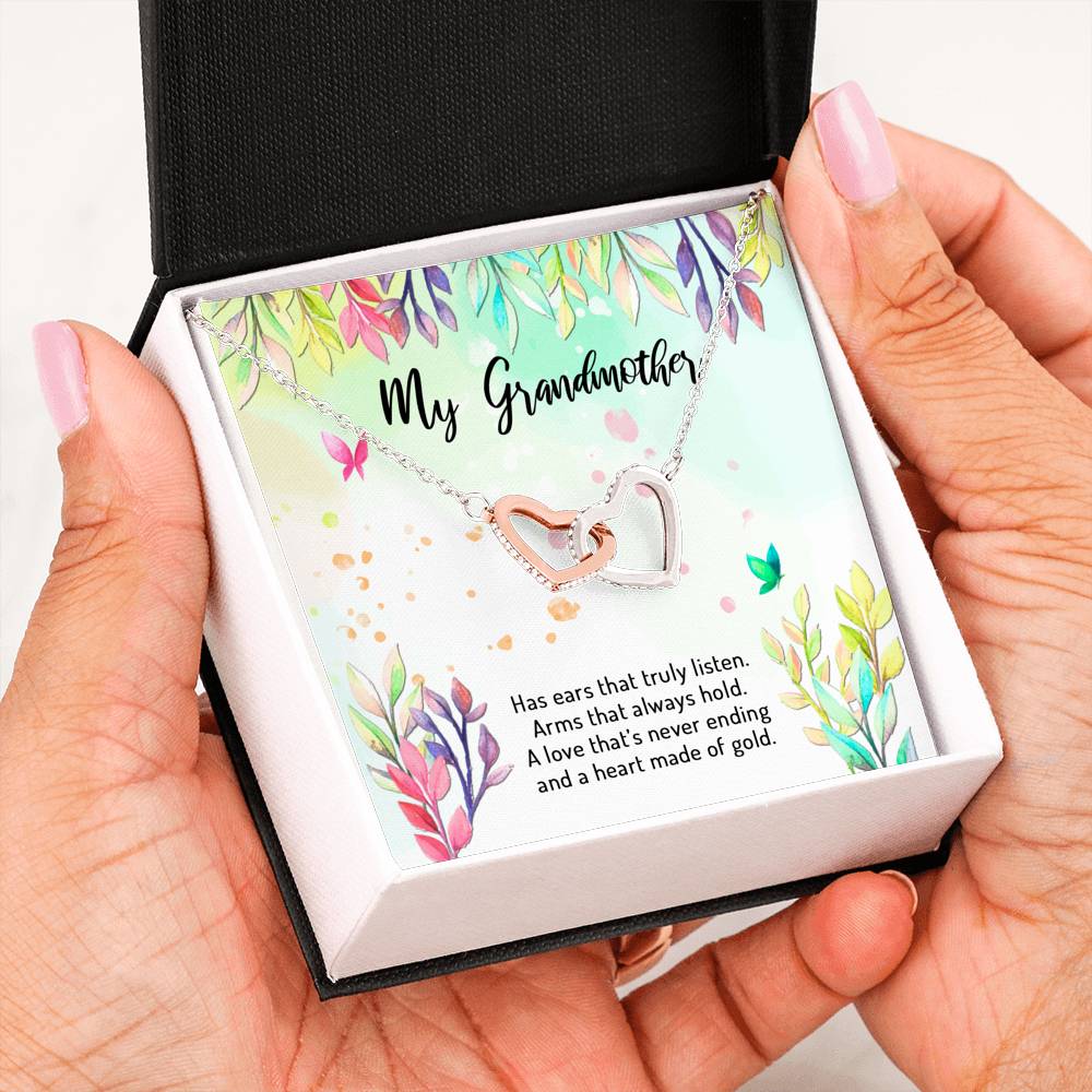Arms That Always Hold - Gift For Grandmother Double Heart Necklace