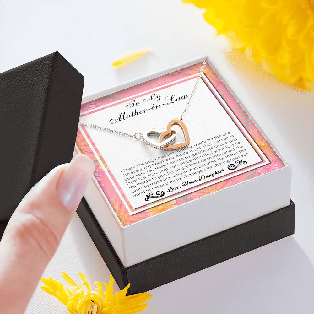 Thank You For Sharing Your Son - Gift For Mother Of The Groom Double Heart Necklace