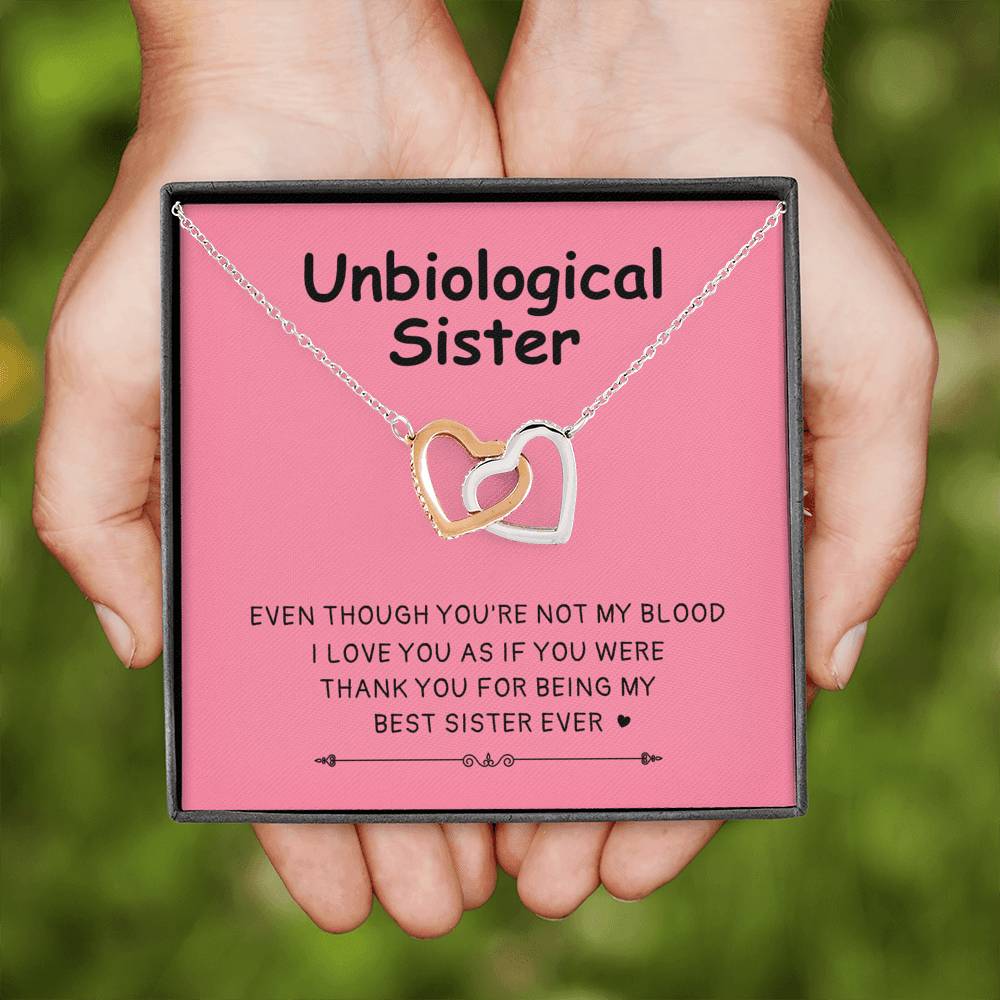 I Love You As If you Were - Gift For Unbiological Sister Double Heart Necklace