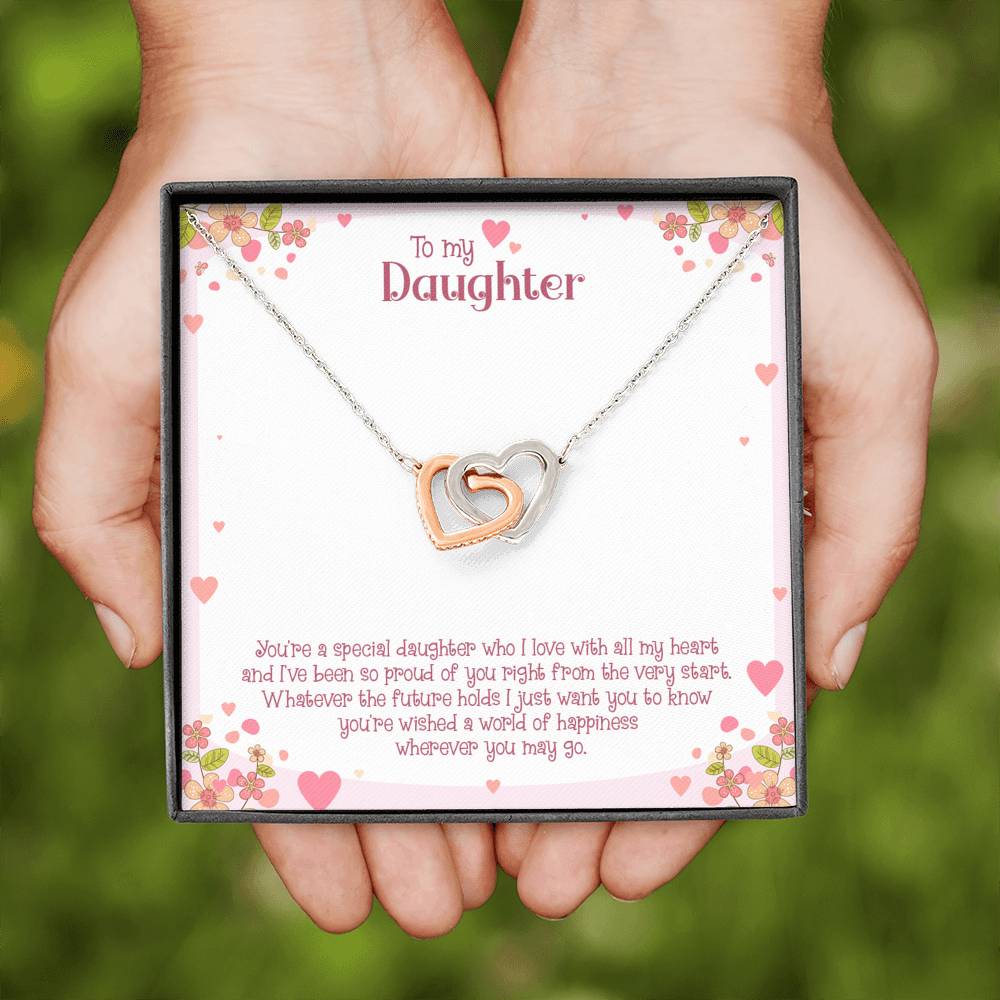 Happiness Whenever You May Go - Gift For Daughter Double Heart Necklace