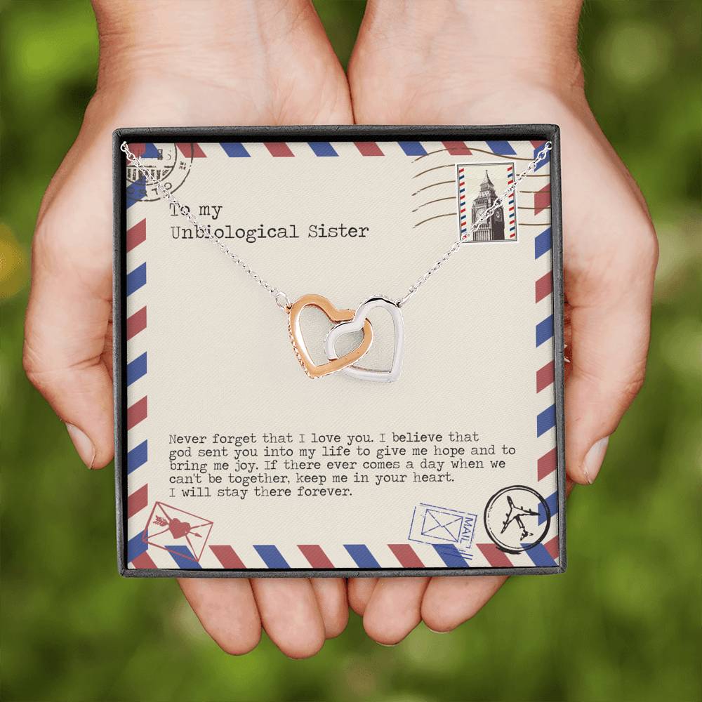 Keep Me In Your Heart - Gift For Unbiological Sister Double Heart Necklace
