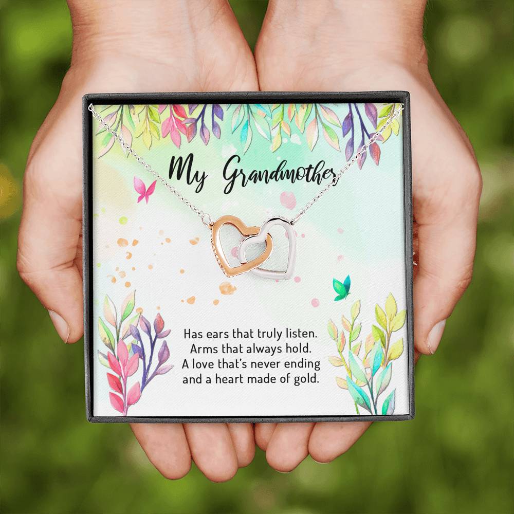 Arms That Always Hold - Gift For Grandmother Double Heart Necklace