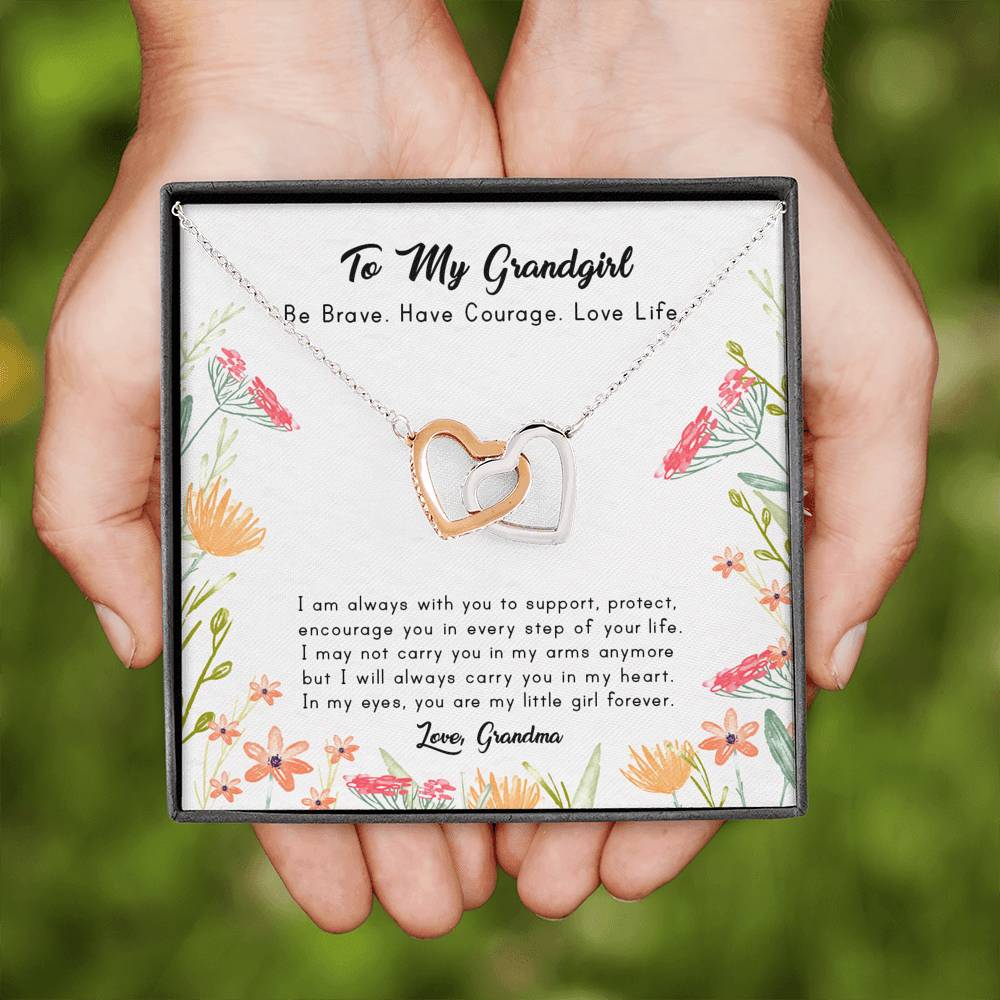Carry You In My Heart - Gift For Granddaughter Double Heart Necklace