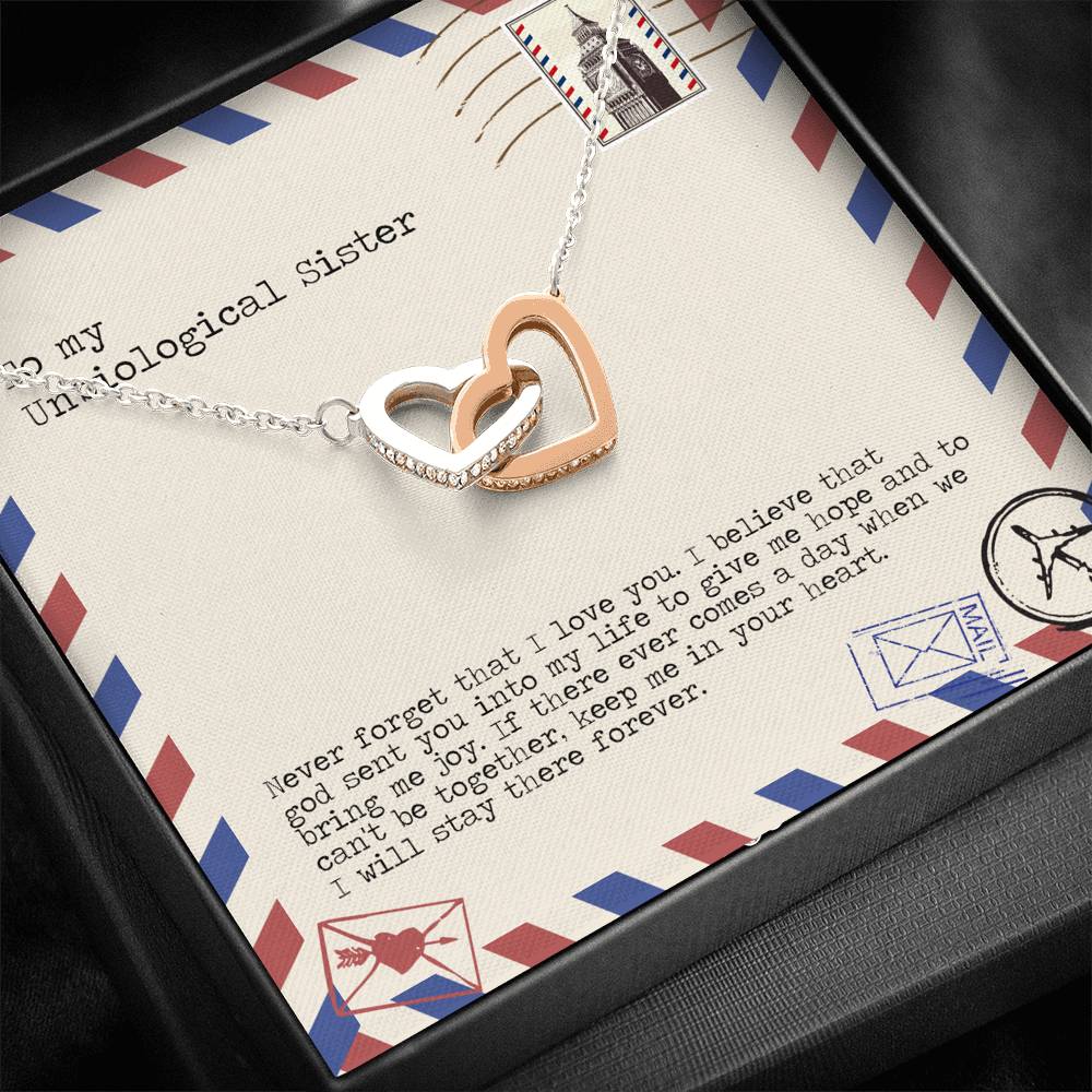 Keep Me In Your Heart - Gift For Unbiological Sister Double Heart Necklace